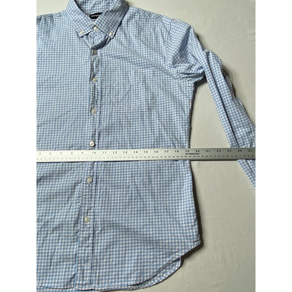 Bonobos Slim Fit Button Down Shirt Men's M Blue White Gingham Stretch - Picture 4 of 12
